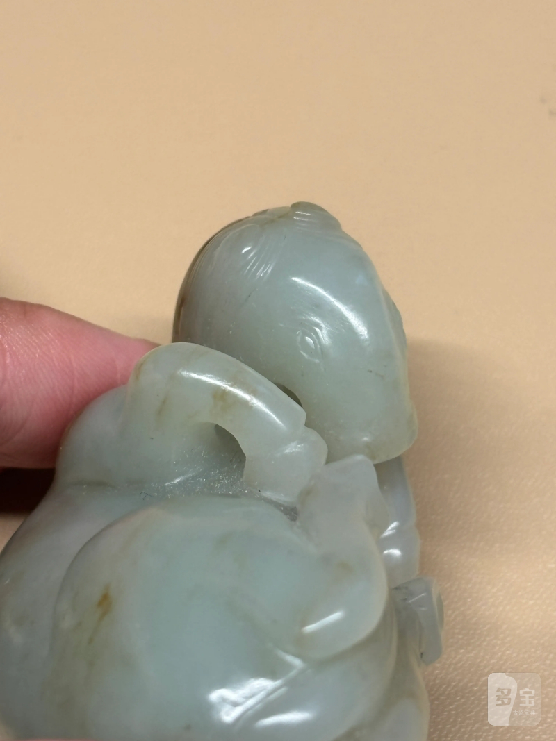 清 白玉圆雕滚马摆件 - 图5